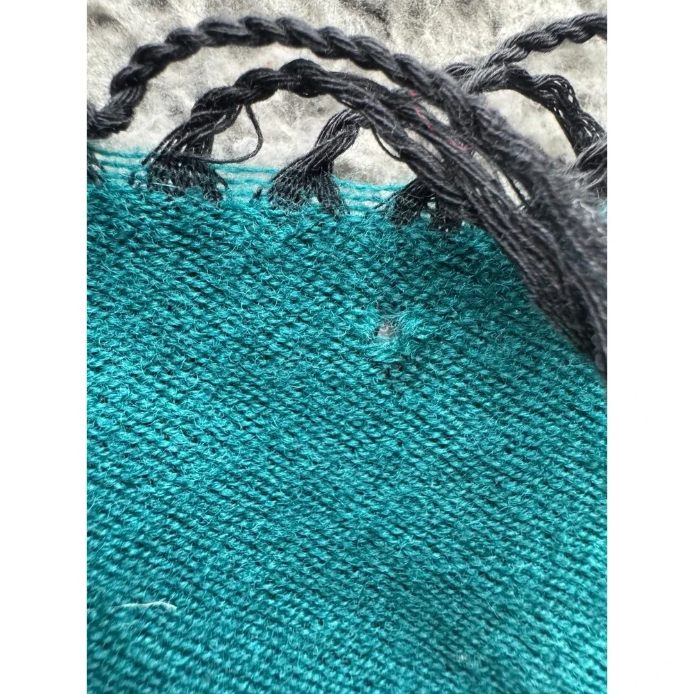 Vintage Christian Dior Printed‎ Logo Cashmerre Scarf Teal 63.5